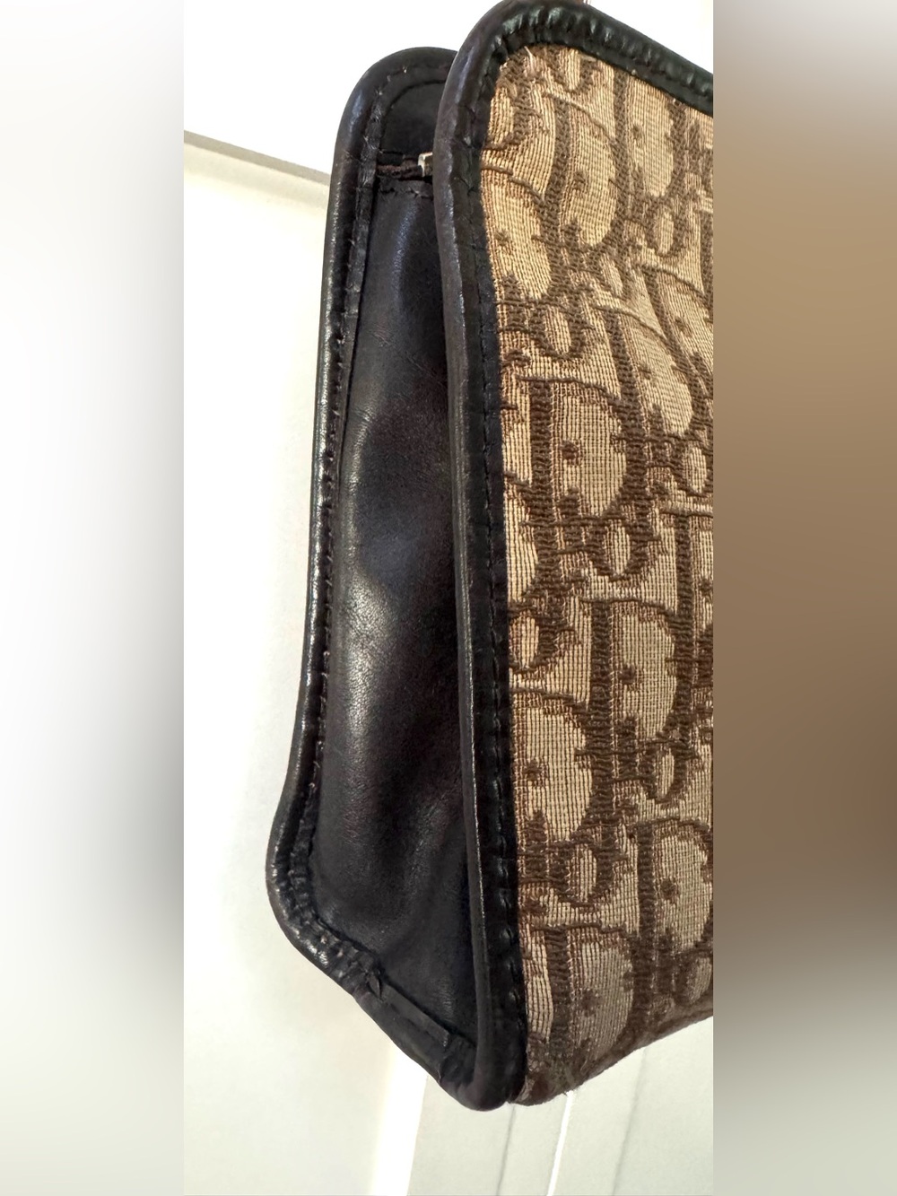 CHRISTIAN DIOR Vintage Trotter Oblique Brown Pouch Clutch Bag w/ COA + Chain - Picture 3 of 14